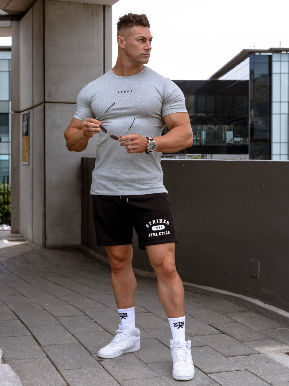 STRKR Athletic Fit Premium Tee - Ash Grey - Image 10