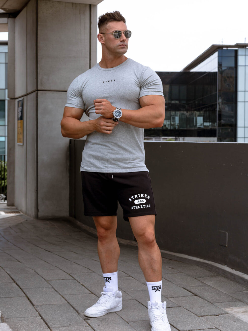 STRKR Athletic Fit Premium Tee - Ash Grey - Image 9