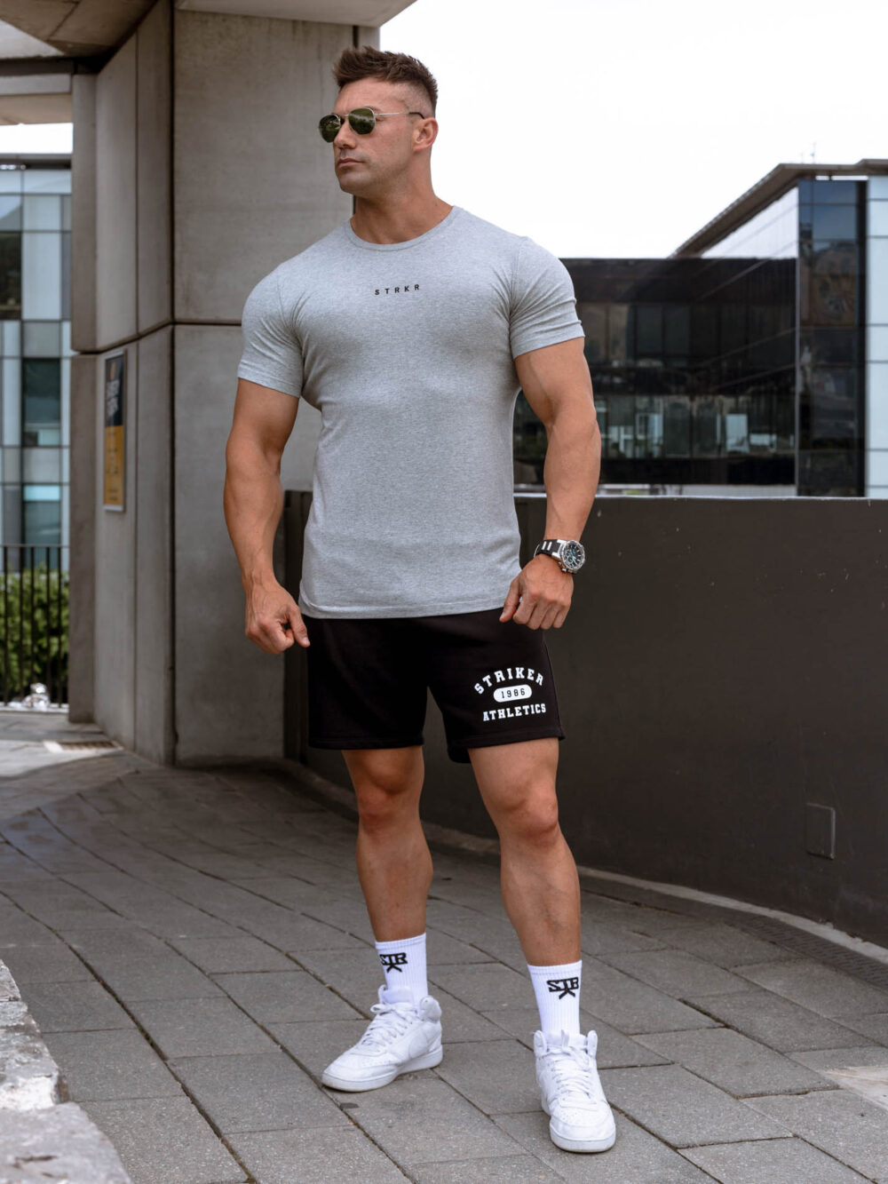 STRKR Athletic Fit Premium Tee - Ash Grey - Image 8