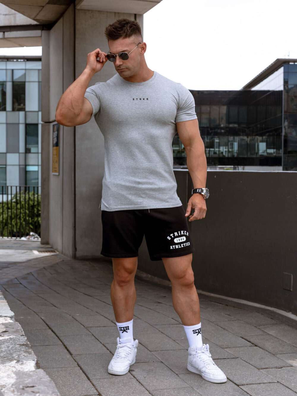 STRKR Athletic Fit Premium Tee - Ash Grey - Image 7