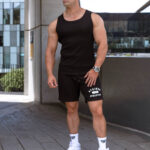 STRIKER Cotton Stretch Ribbed Tank - Black - Image 6
