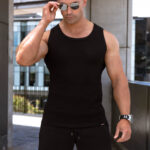 STRIKER Cotton Stretch Ribbed Tank - Black - Image 7