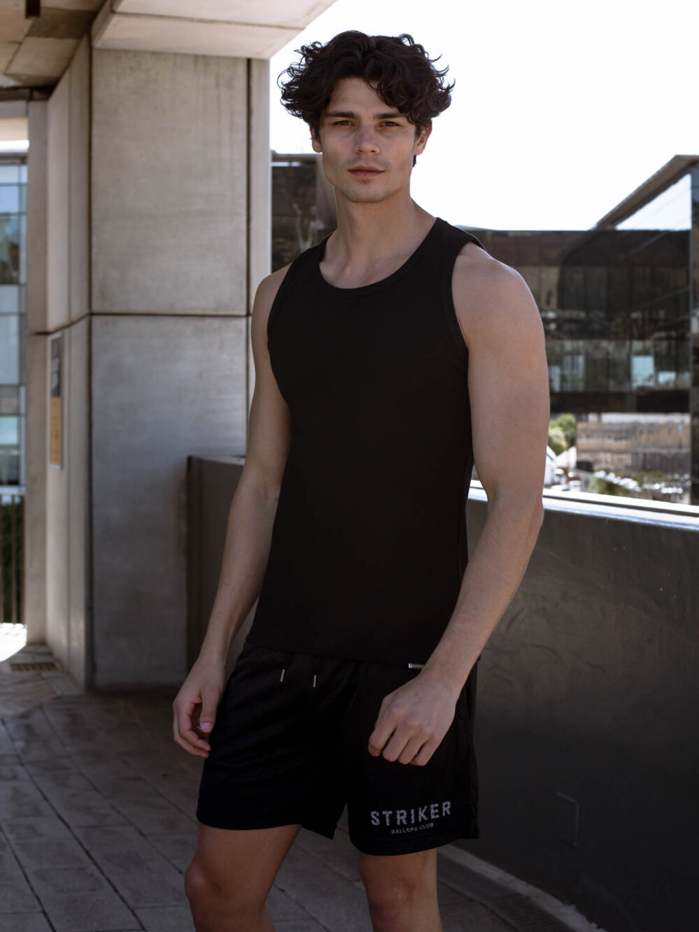 STRIKER Cotton Stretch Ribbed Tank - Black - Image 11