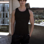 STRIKER Cotton Stretch Ribbed Tank - Black - Image 4