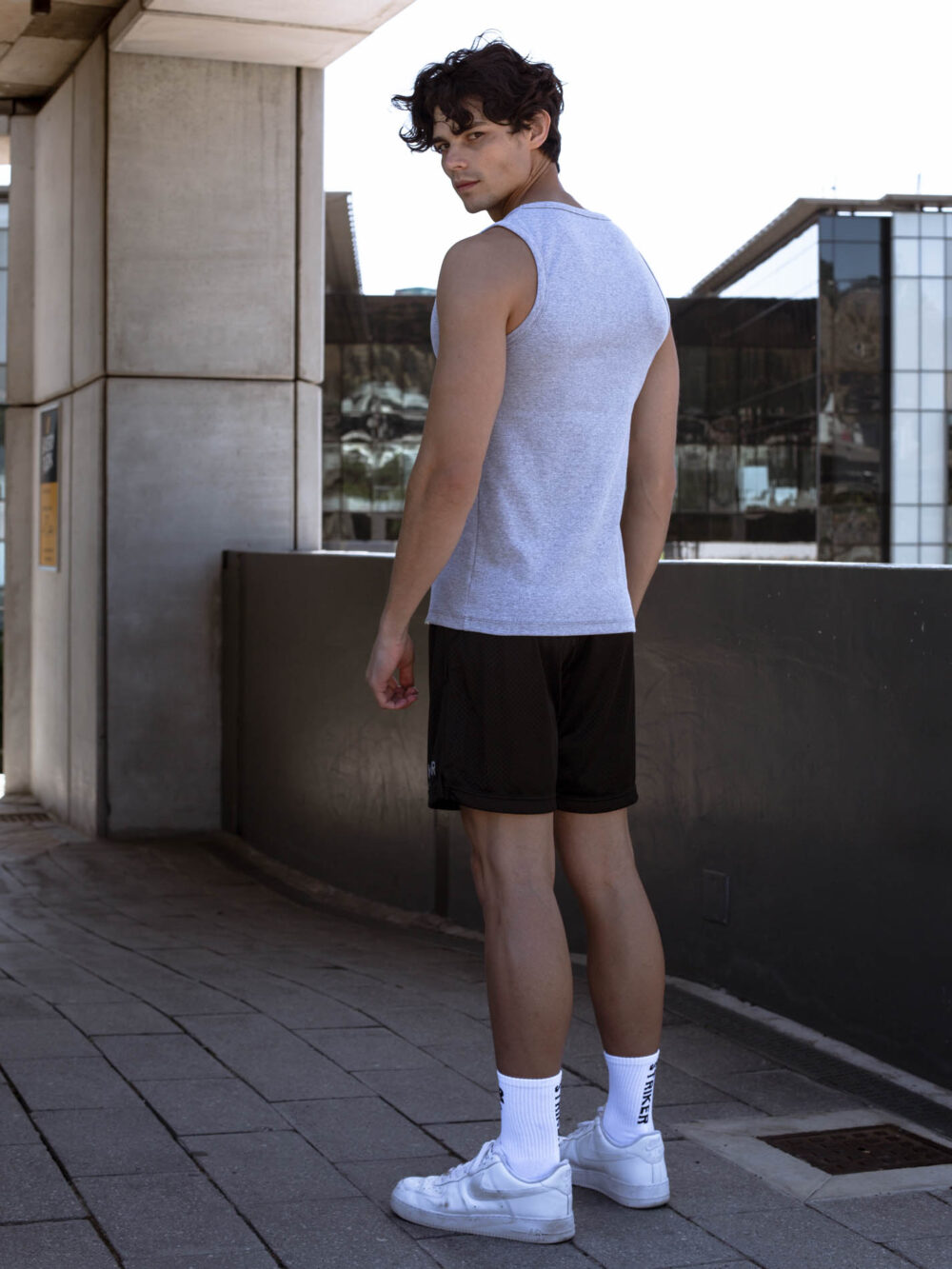 STRIKER Cotton Stretch Ribbed Tank - Ash Grey - Image 7