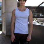 STRIKER Cotton Stretch Ribbed Tank - Ash Grey - Image 9